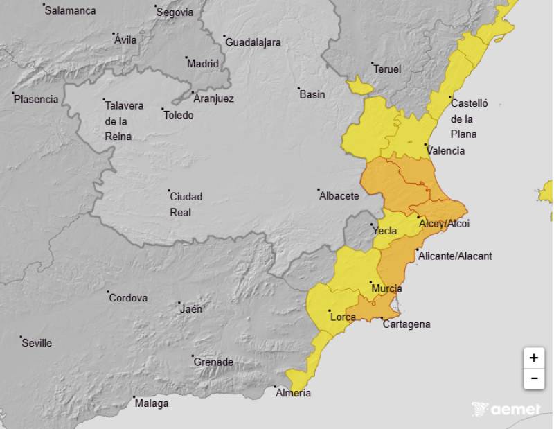 Wintery weather this weekend: Murcia forecast October 9-12