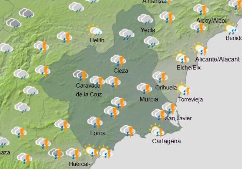 Rain all weekend long: Murcia weather forecast December 11-14