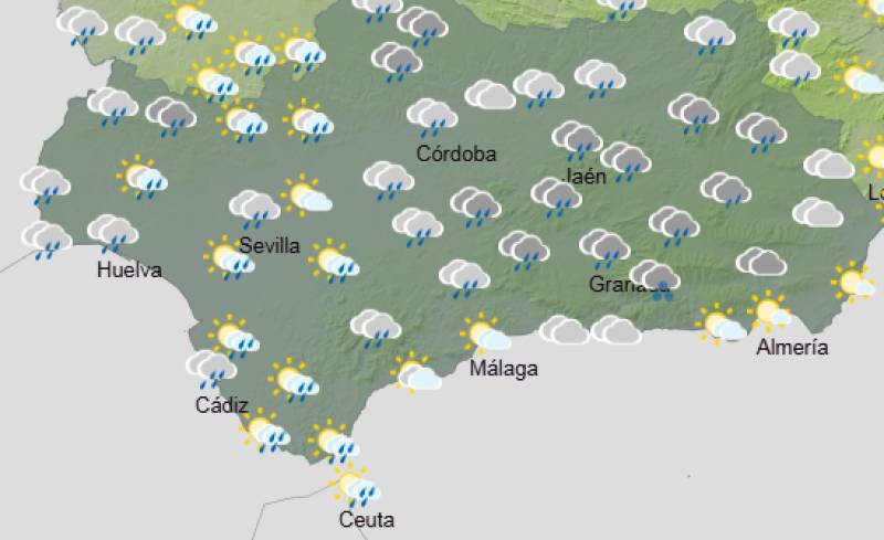 Andalucía weekly weather forecast February 5-8: Stormy rain, strong winds and orange alerts