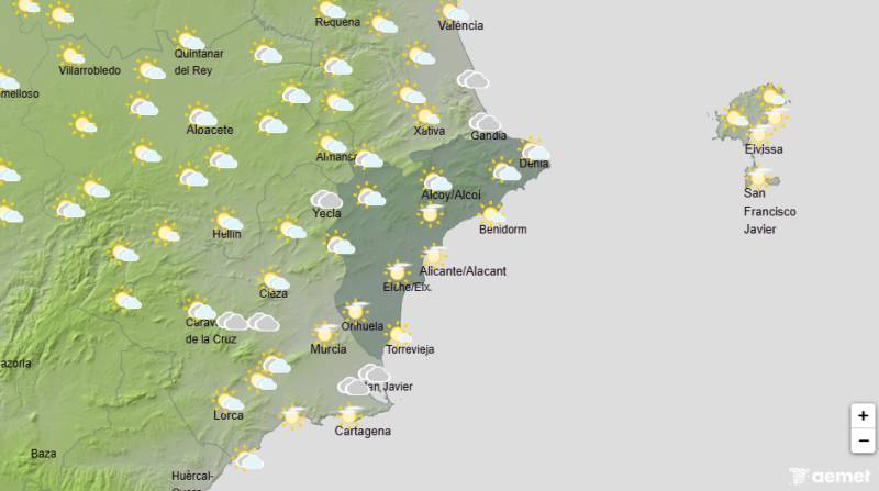 Mostly sunny weather with a chance of thunderstorms: Alicante weekend weather forecast May 14-17
