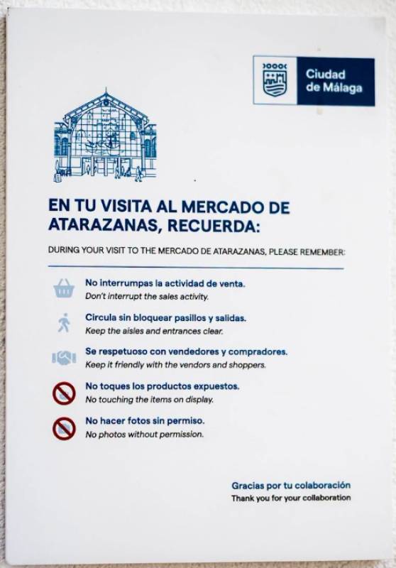 New signs at Malaga's Atarazanas Market to help tourists respect the workspace